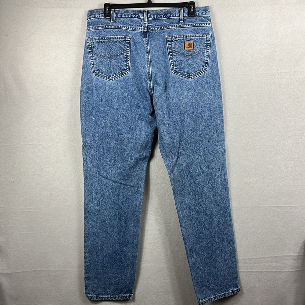 Carhartt Men's Straight‎ Leg Heavy Denim Jeans Measures 38x34 Medium Wash - Picture 2 of 10